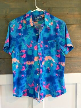 NWOT Chubbies Men’s Button Down Neon Color Shirt Small Vacation Float Trip
